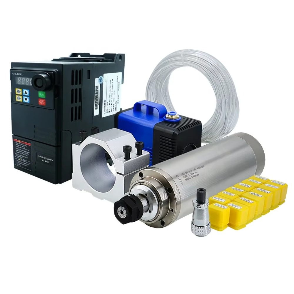 Cnc Spindle Motor - 220V ER20 2.2kw 80mm水冷スピンドルモーター彫刻フライス盤用スピンドル、インバーター付き、CNCルーター用