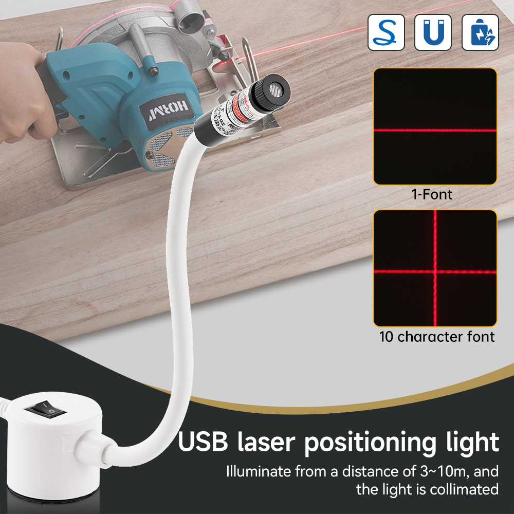 Industrial Laser Light - USB 電源赤色レーザーライト縫製位置決めランプ切断磁気ベース DC5V ライン/クロスミシンアクセサリー