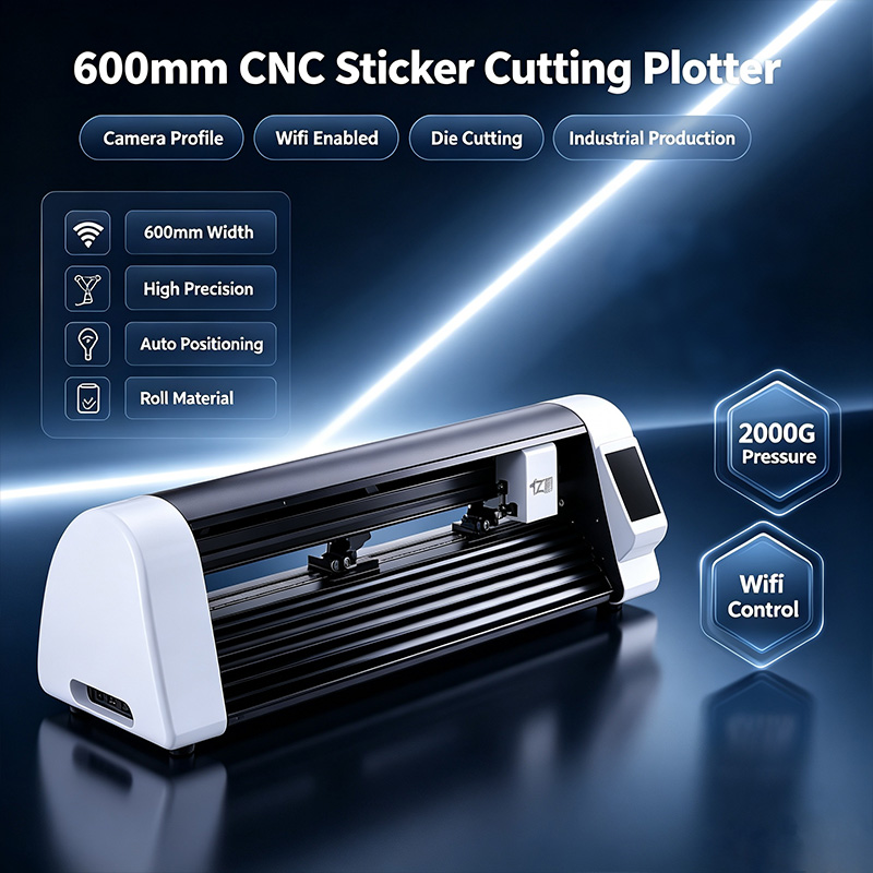 Industrial Laser Machines - 600mm CNCレーザーステッカーカッティングプロッター カメラプロファイルダイカッティングマシン Wifi対応 産業用生産カッター