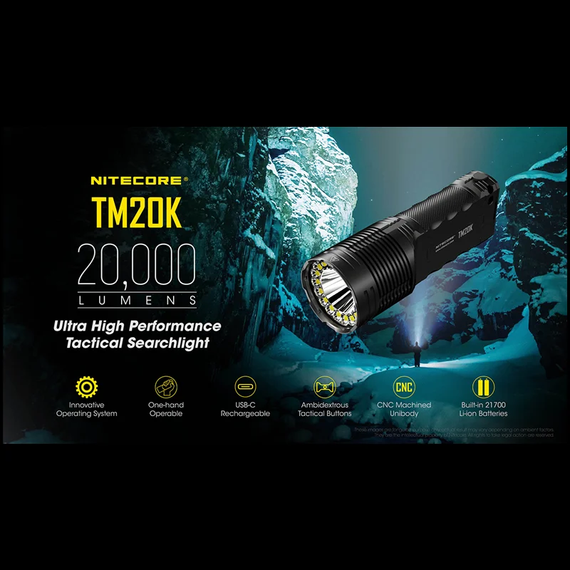 NITECORE TM20K 20000ルーメン タクティカ - Honeycomb Laser Bed のレビューと価格